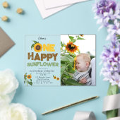 One Happy Sunflower 1st Summer Birthday Photo Acryl Uitnodigingen (Insitu (Huwelijk))