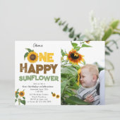 One Happy Sunflower 1st Summer Birthday Photo Kaart (Staand voorkant)