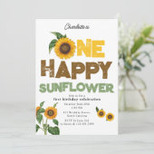 One Happy Sunflower Invite 1st Summer Birthday Kaart (Staand voorkant)
