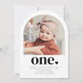 One Heart Arch Foto Eerste verjaardag Uitnodiging (Voorkant)