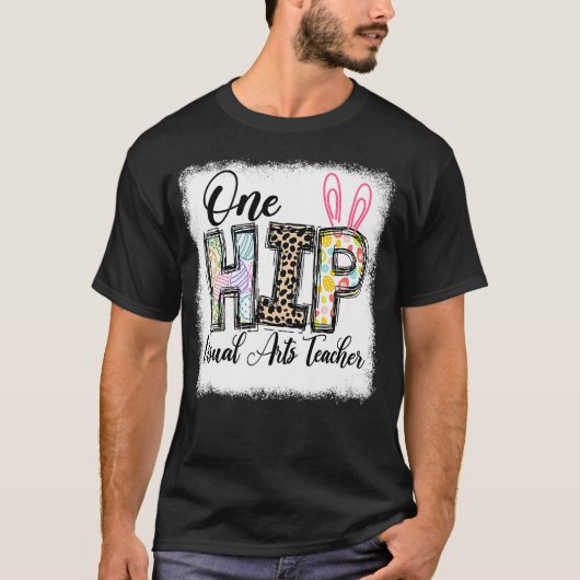 One Hip Visual Arts Teacher Leopard Teacher Easter T-shirt (Voorkant)