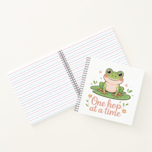 One Hop at a Time | Frog on Lily Pad Notebook Notitieboek (Binnen)