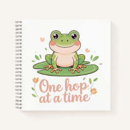 One Hop at a Time | Frog on Lily Pad Notebook Notitieboek