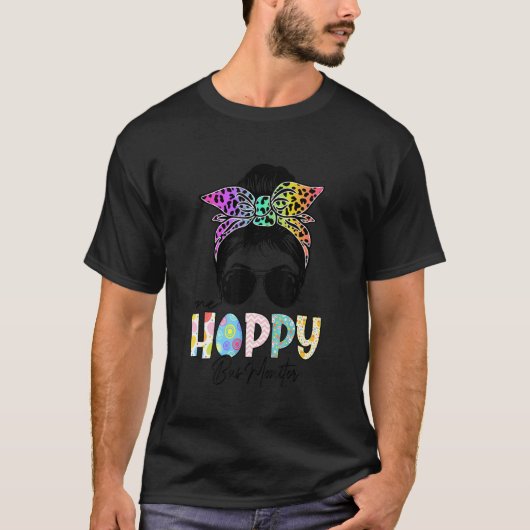 One Hoppy Bus Monitor Message Bun Teacher Easter D T-shirt (Voorkant)