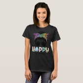 One Hoppy Grandma Leopard Messy Bun Easter Day T-shirt (Voorkant volledig)