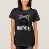One Hoppy Momma Leopard Messy Bun Easter Day T-shirt (Voorkant)