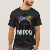 One Hoppy Momma Leopard Messy Bun Easter Day T-shirt (Voorkant)
