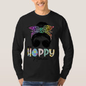One Hoppy Momma Leopard Messy Bun Easter Day T-shirt (Voorkant)