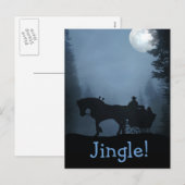 One Horse Open Sleigh Briefkaart Xmas Holiday (Voorkant / Achterkant)