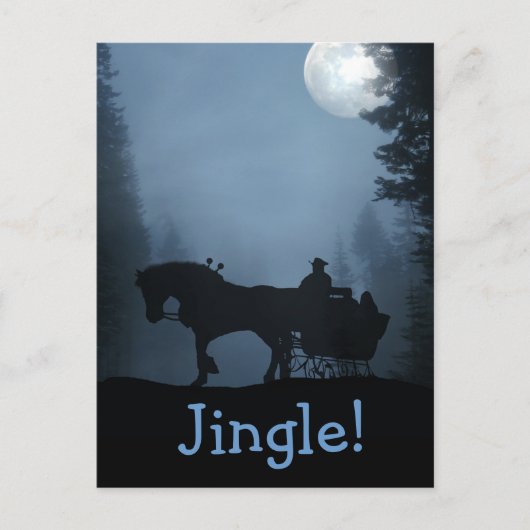 One Horse Open Sleigh Briefkaart Xmas Holiday (Voorkant)