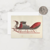 One Horse Open Sleigh - Kerst Notitiekaartje (Voorkant / Achterkant in situ)