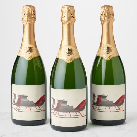 One Horse Open Sleigh - Kerst Sparkling Wijnetiket (Flessen)
