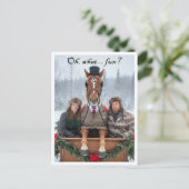 One Horse Open Sleigh Pun Holiday Postcard Feestdagenkaart (Staand voorkant)