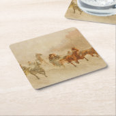 One Horse Open Sleigh Race Kerstmis Kartonnen Onderzetters (Schuin)