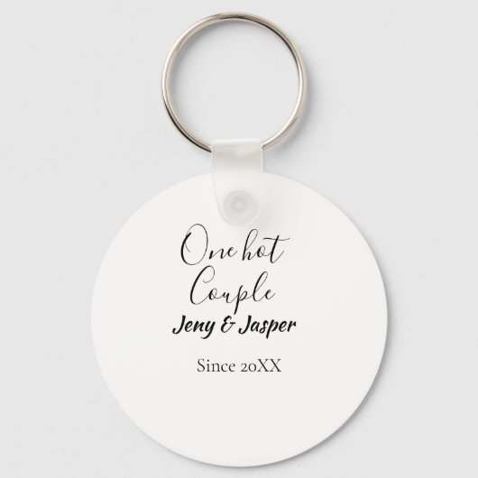 One hot couple add name since 20XX year date Sleutelhanger (Voorkant)