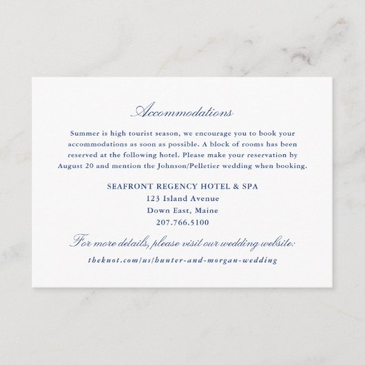 One Hotel Accommodations Insert Card - Penobscot Informatiekaartje (Voorkant)