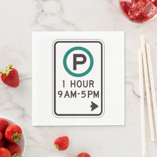One Hour Parking Sign Napkins Servet (Insitu)