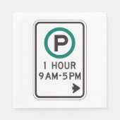 One Hour Parking Sign Napkins Servet (Voorkant)