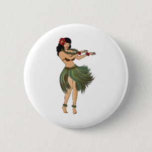 One Hula Girl Dancing Ronde Button 5,7 Cm