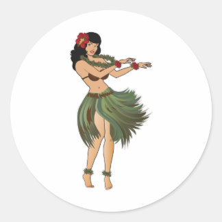 One Hula Girl Dancing Ronde Sticker