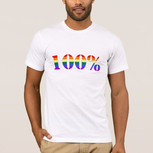"One Hundred Percent" Gay Pride T-Shirt (Voorkant)
