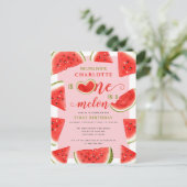 One In A Melon 1e Verjaardag Zoete Watermeloen Roz Briefkaart (Staand voorkant)