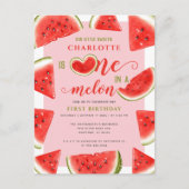 One In A Melon 1e Verjaardag Zoete Watermeloen Roz Briefkaart (Voorkant)