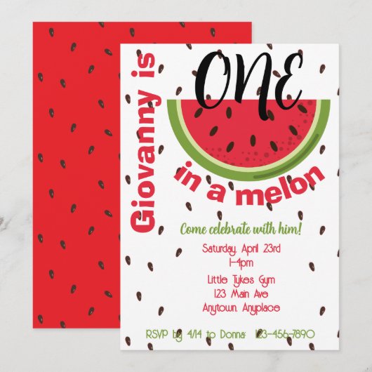 One in a Melon 1e verjaardagsfeestje Kaart (Voorkant / Achterkant)