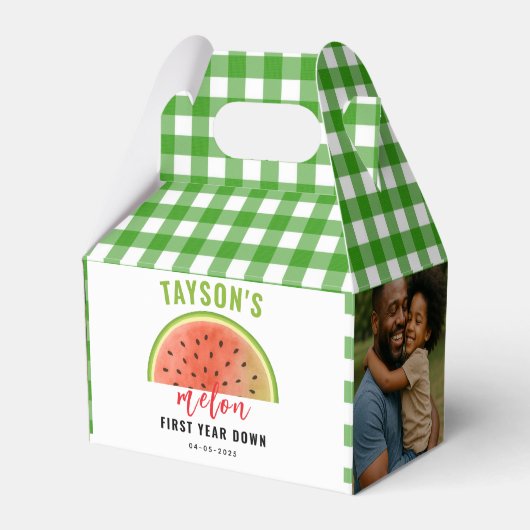 One in a Melon 1st Birthday – Cute Watermelon  Bedankdoosjes (Voorkant Zijde)