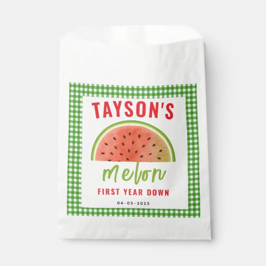 One in a Melon 1st Birthday – Cute Watermelon Bedankzakje (Voorkant)
