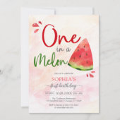 One In A Melon 1st Birthday Invitation Kaart (Voorkant)
