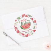 One in a Melon 1st Birthday Party Ronde Sticker (Envelop)