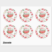 One in a Melon 1st Birthday Party Ronde Sticker (Vel)