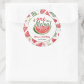 One in a Melon 1st Birthday Party Ronde Sticker (Tas)