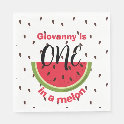 One in a Melon 1st Birthday Party Servet (Voorkant)