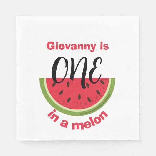 One in a Melon 1st Birthday Party Servet (Voorkant)