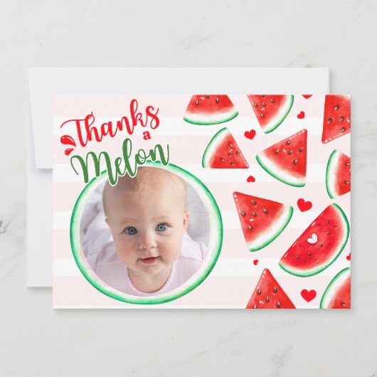 One in a Melon 1st Birthday Red bedankkaart Kaart (Voorkant)