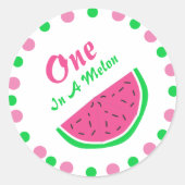 One In A Melon 1st Birthday Ronde Sticker (Voorkant)