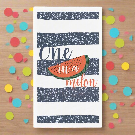 One in a Melon 1st Birthday Striped Blue Baby Boy Servet