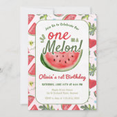 One in a Melon 1st Birthday Summer Party Kaart (Voorkant)