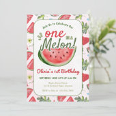 One in a Melon 1st Birthday Summer Party Kaart (Staand voorkant)