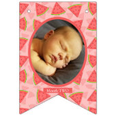 One In A Melon 1st Birthday Watermeloen Foto Bunt Vlaggetjes (Derde vlag)