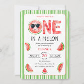 One in a melon 1st birthday watermelon party kaart (Voorkant)