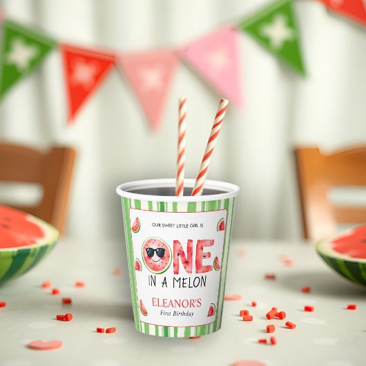 One in a melon 1st birthday watermelon party papieren bekers