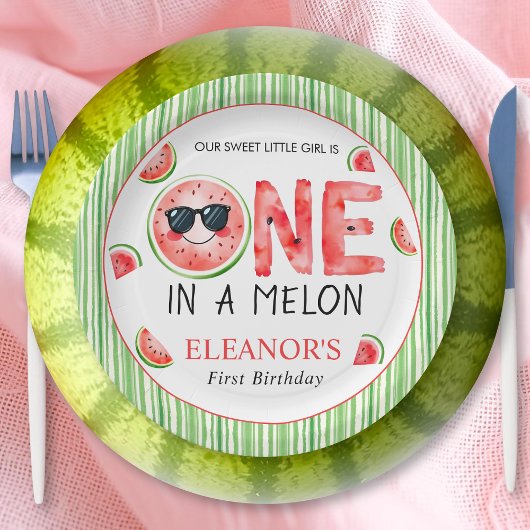 One in a melon 1st birthday watermelon party papieren bordje