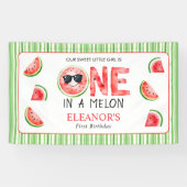 One in a melon 1st birthday watermelon party spandoek (Horizontaal)