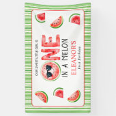One in a melon 1st birthday watermelon party spandoek (Verticaal)