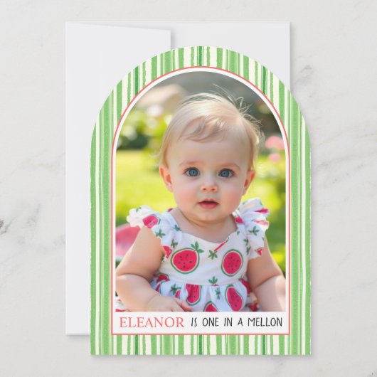 One in a melon 1st birthday watermelon summer kaart (Achterkant)