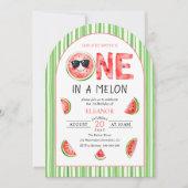 One in a melon 1st birthday watermelon summer kaart (Voorkant)