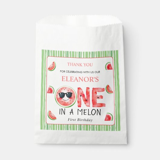 One in a melon 1st birthday watermelon Thank You Bedankzakje (Voorkant)